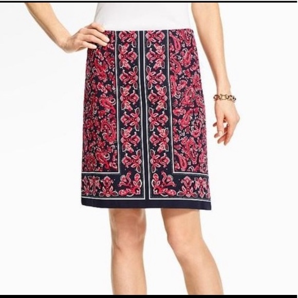 Red and Blue Paisley Pattern Skirt - Talbots - Picture 4 of 4